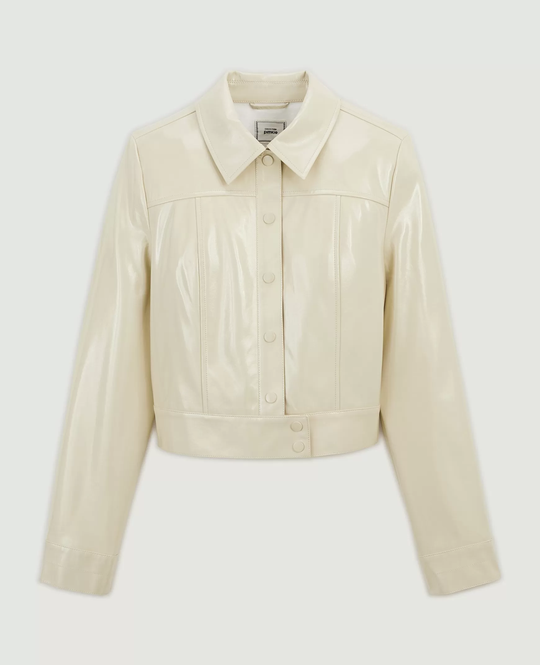 Pimkie Veste courte et droite en vinyle - Beige Shop