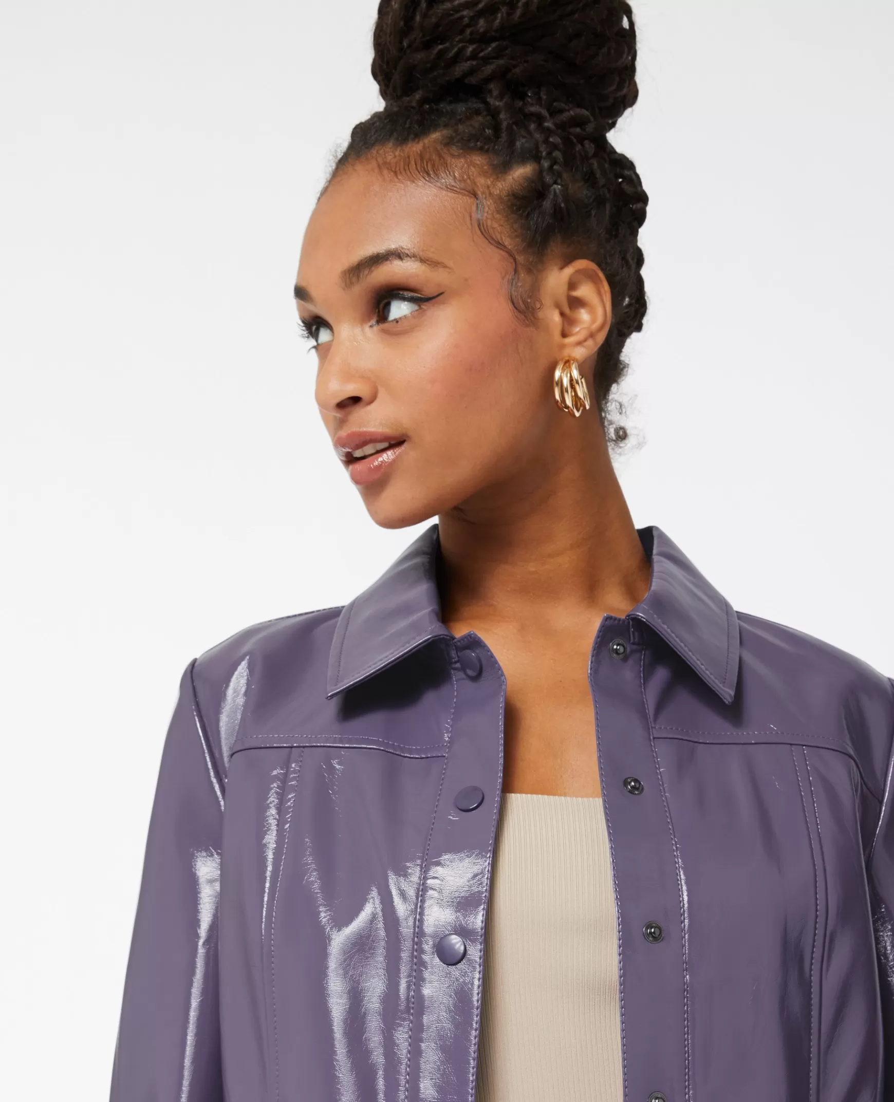 Pimkie Veste courte et droite en vinyle - Lilas Outlet