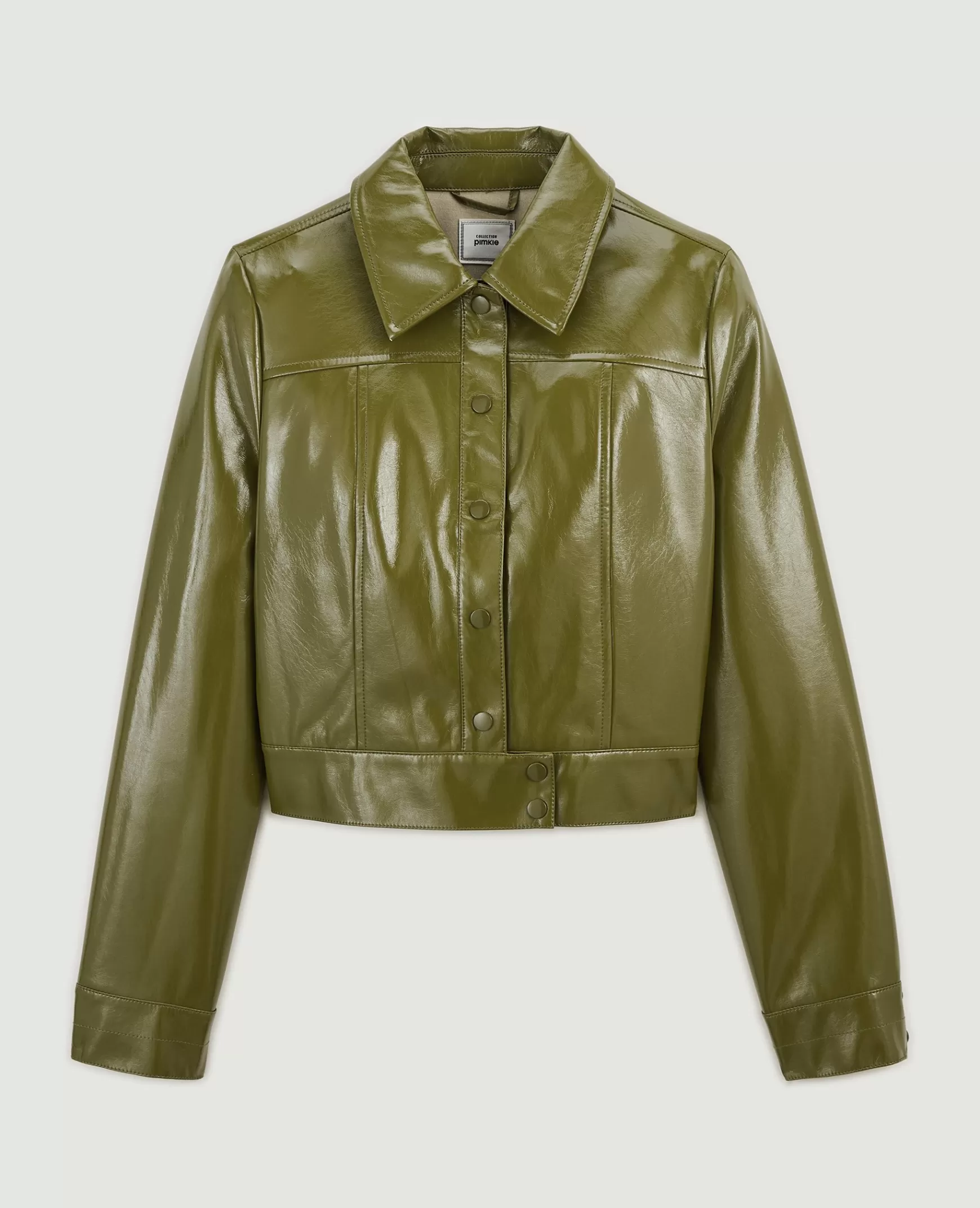 Pimkie Veste courte et droite en vinyle - Vert olive Vertolive Online