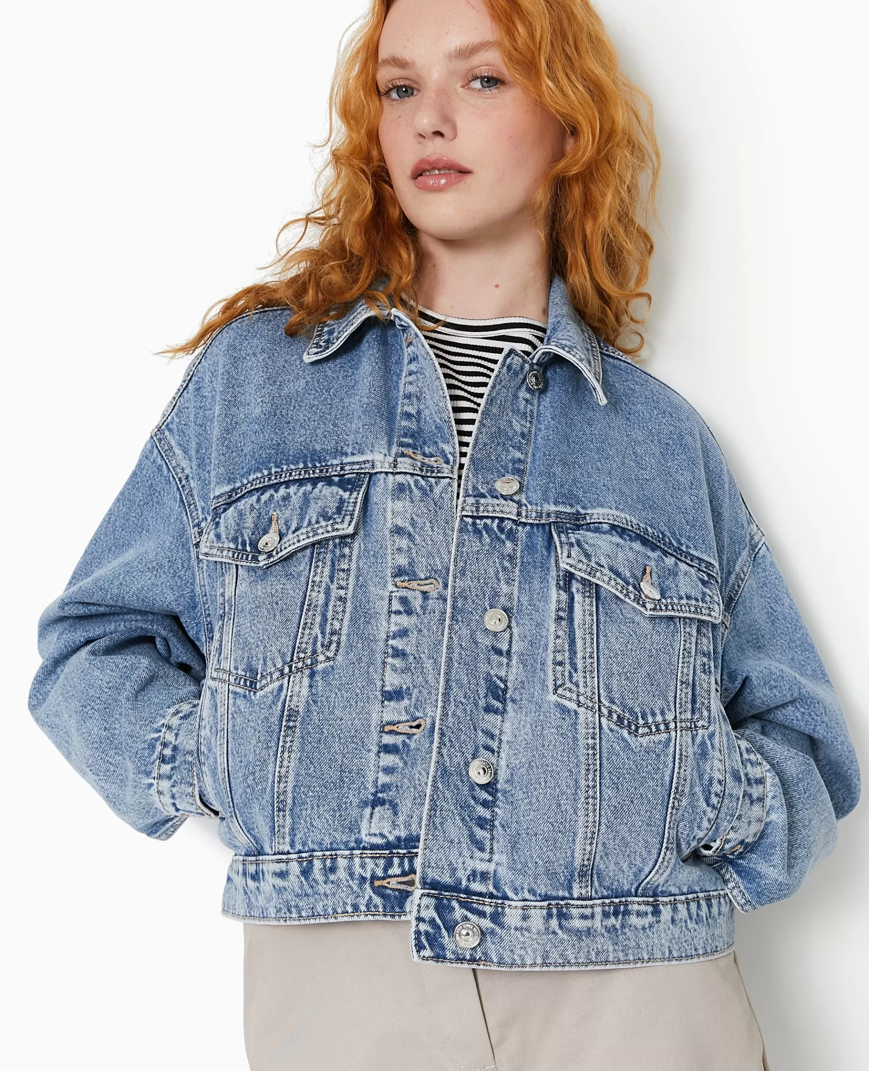 Pimkie Veste en jean oversize - Bleu clair Bleuclair Clearance